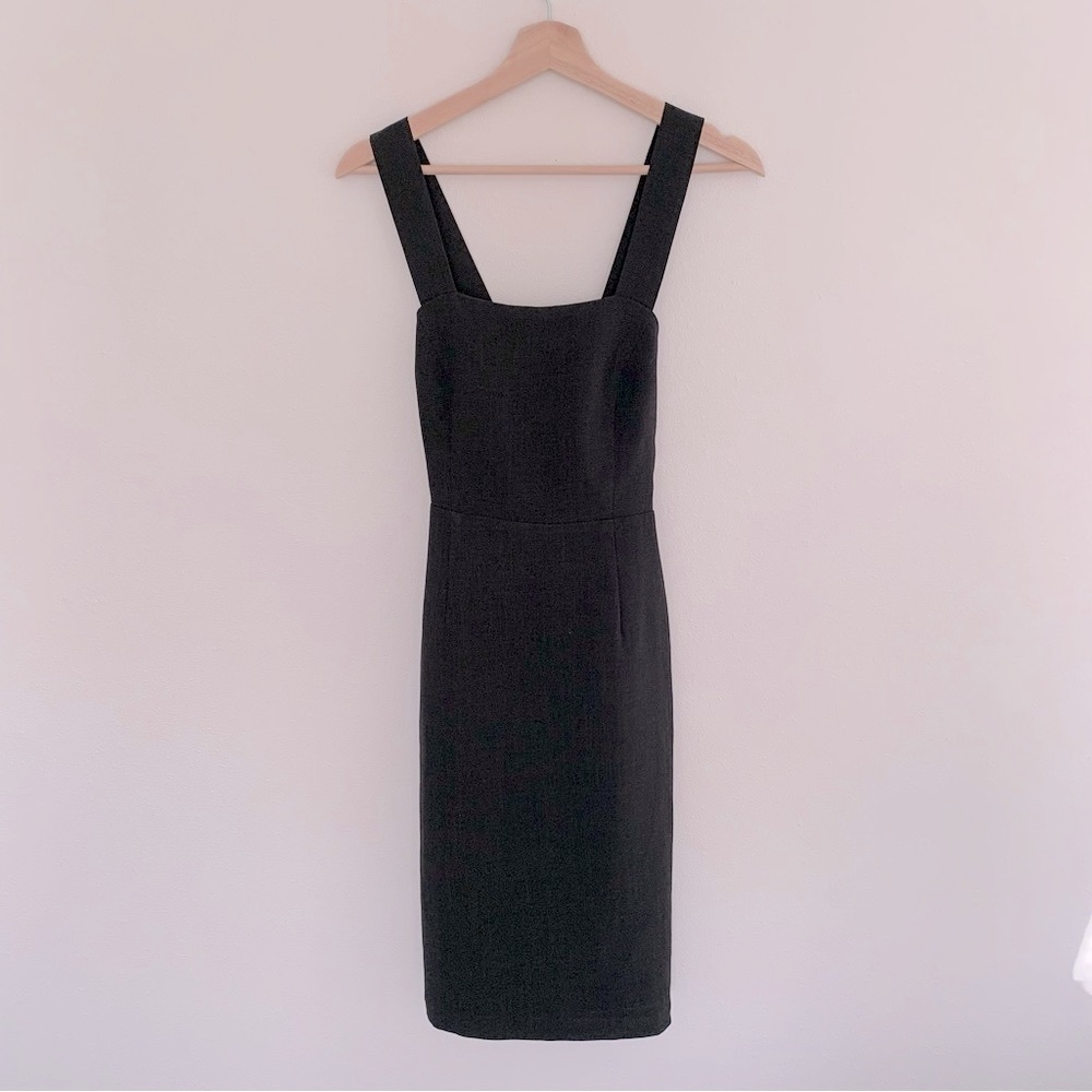 Black linen cross back dress